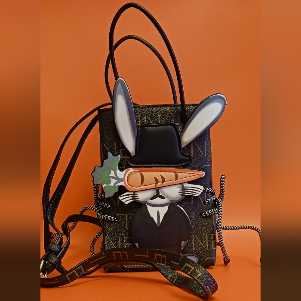 MR BUNNY / RABBIT Brown Crossbody Handbag Gothic, Punk, Funky, Grung PU Leather